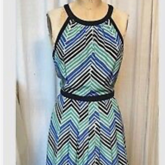Blue chevron halter maxi - Picture 1 of 5